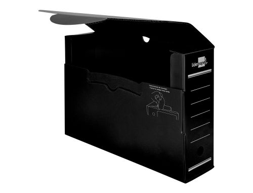 Caixa para arquivo morto liderpapel em polipropileno preto formato 360x260x100 mm , Liderpapel , 16445 , 8422951010778